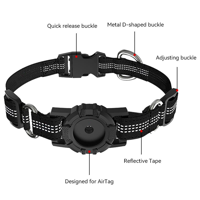 Reflective Airtag holder anti lost dog collar