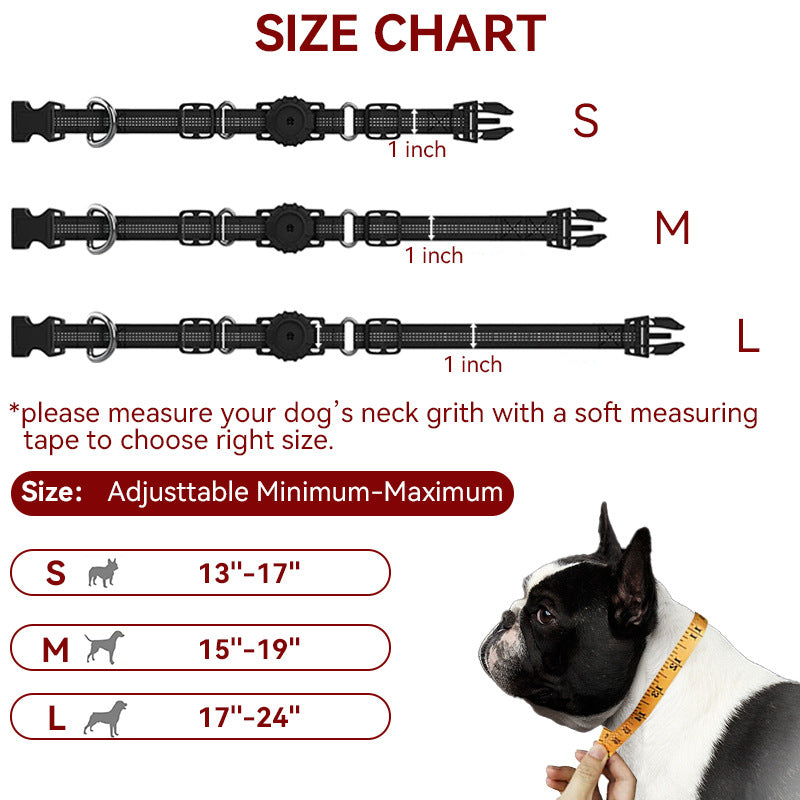 Reflective Airtag holder anti lost dog collar